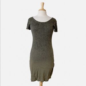 Peruvian Connections Pima Cotton Slip Dress in Green with Animal Print S…